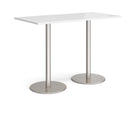 Monza Rectangular Poseur Table With Flat Round Base - White - NWOF