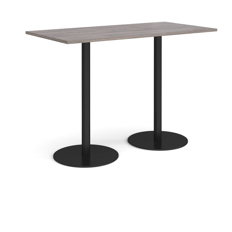 Monza Rectangular Poseur Table With Flat Round Base - Grey Oak - NWOF