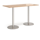 Monza Rectangular Poseur Table With Flat Round Base - Beech - NWOF
