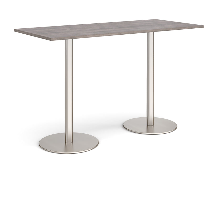 Monza Rectangular Poseur Table With Flat Round Base - Grey Oak - NWOF