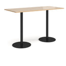 Monza Rectangular Poseur Table With Flat Round Base - Kendal Oak - NWOF