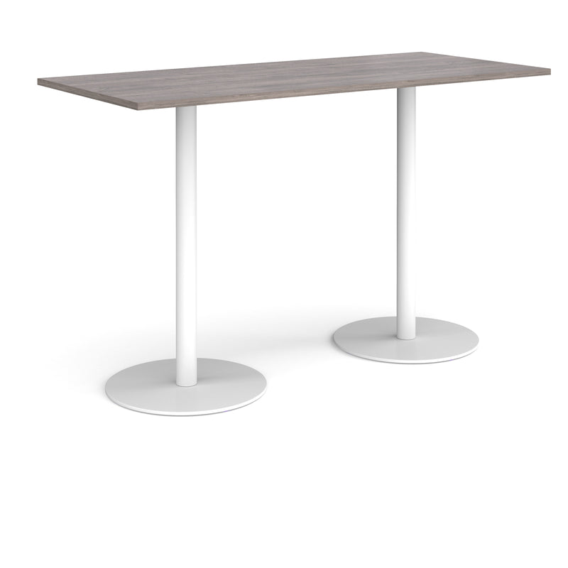 Monza Rectangular Poseur Table With Flat Round Base - Grey Oak - NWOF