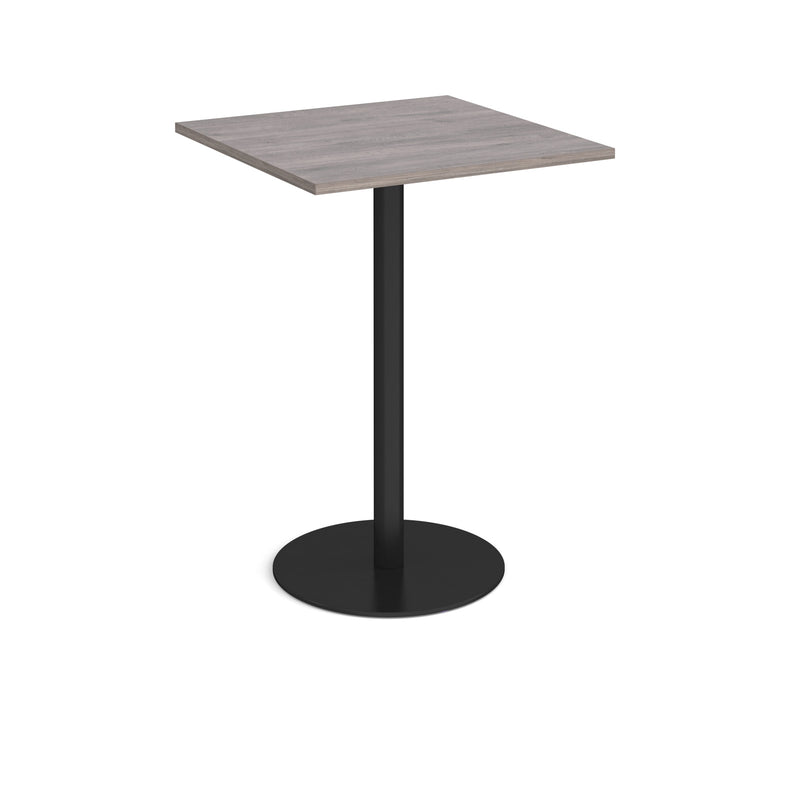 Monza Square Poseur Table With Flat Round Base 800mm - Grey Oak - NWOF