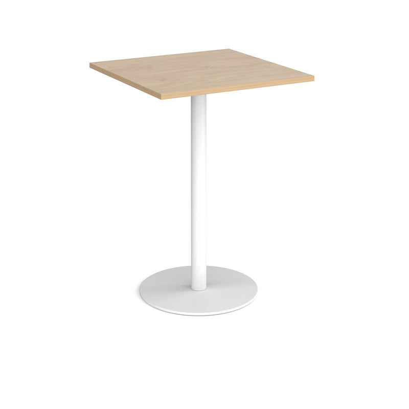 Monza Square Poseur Table With Flat Round Base 800mm - Kendal Oak - NWOF