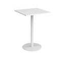 Monza Square Poseur Table With Flat Round Base 800mm - White - NWOF