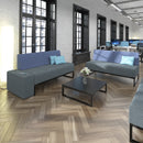 Nera Modular Soft Seating Double Bench With Back And Black Frame - NWOF