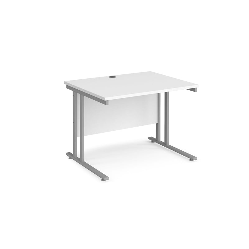 Maestro 25 800mm Deep Straight Desk With Cantilever Leg - White - NWOF