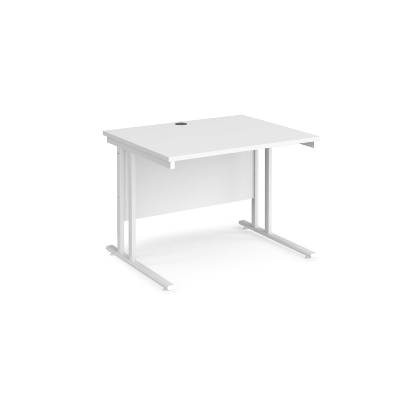 Maestro 25 800mm Deep Straight Desk With Cantilever Leg - White - NWOF