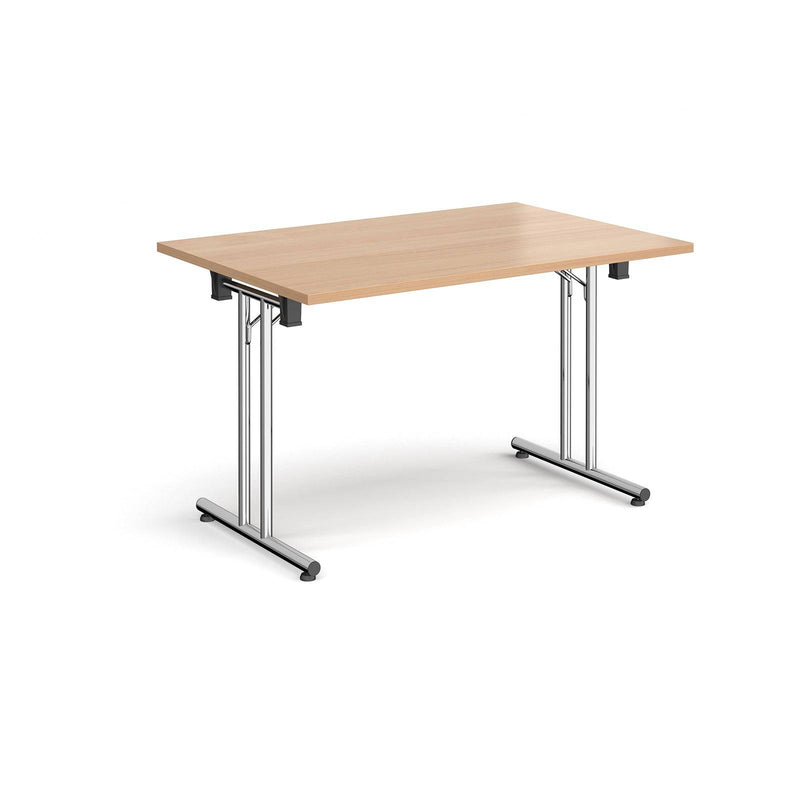 Rectangular Folding Leg Table With Straight Foot Rails - Beech - NWOF