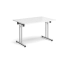 Rectangular Folding Leg Table With Straight Foot Rails - White - NWOF