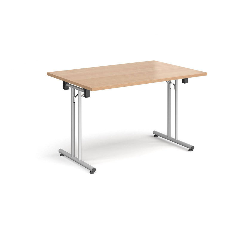 Rectangular Folding Leg Table With Straight Foot Rails - Beech - NWOF