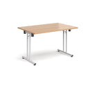 Rectangular Folding Leg Table With Straight Foot Rails - Beech - NWOF