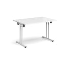 Rectangular Folding Leg Table With Straight Foot Rails - White - NWOF