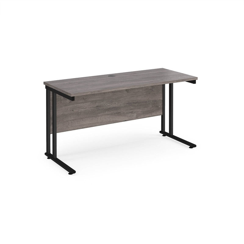 Maestro 25 600mm Deep Straight Desk With Cantilever Leg - Grey Oak - NWOF