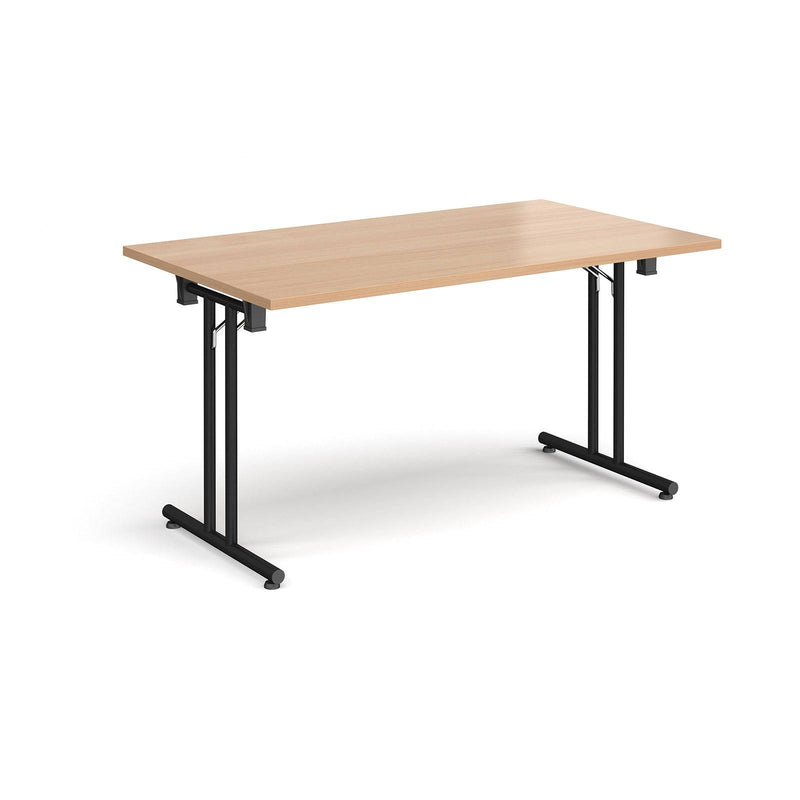 Rectangular Folding Leg Table With Straight Foot Rails - Beech - NWOF