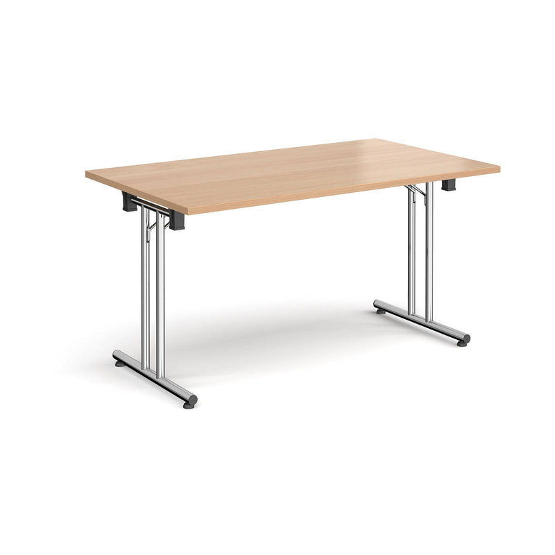 Rectangular Folding Leg Table With Straight Foot Rails - Beech - NWOF