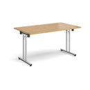 Rectangular Folding Leg Table With Straight Foot Rails - Oak - NWOF