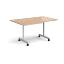 Rectangular Fliptop Meeting Table With Silver Frame - Beech - NWOF