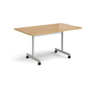 Rectangular Fliptop Meeting Table With Silver Frame - Oak - NWOF