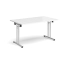 Rectangular Folding Leg Table With Straight Foot Rails - White - NWOF