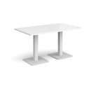 Brescia Rectangular Dining Table With Flat Square Base - White - NWOF