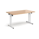 Rectangular Folding Leg Table With Straight Foot Rails - Beech - NWOF