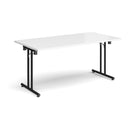 Rectangular Folding Leg Table With Straight Foot Rails - White - NWOF