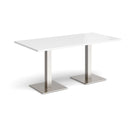 Brescia Rectangular Dining Table With Flat Square Base - White - NWOF