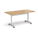 Rectangular Fliptop Meeting Table With Silver Frame - Oak - NWOF