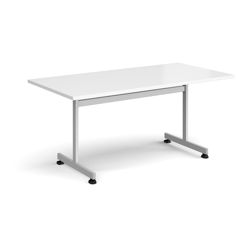 Rectangular Fliptop Meeting Table With Silver Frame - White - NWOF