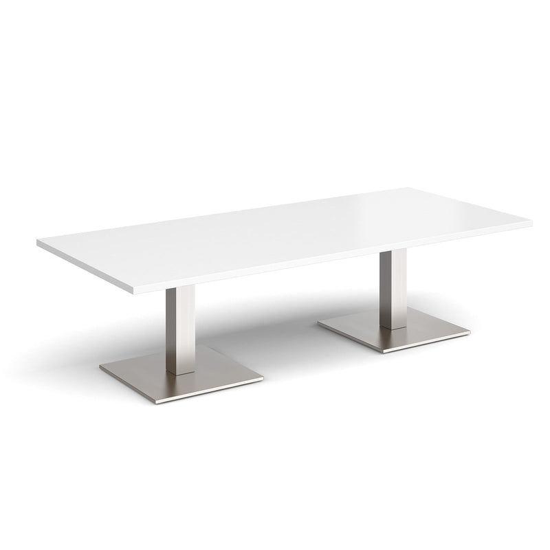 Brescia Rectangular Coffee Table With Flat Square Base - White - NWOF