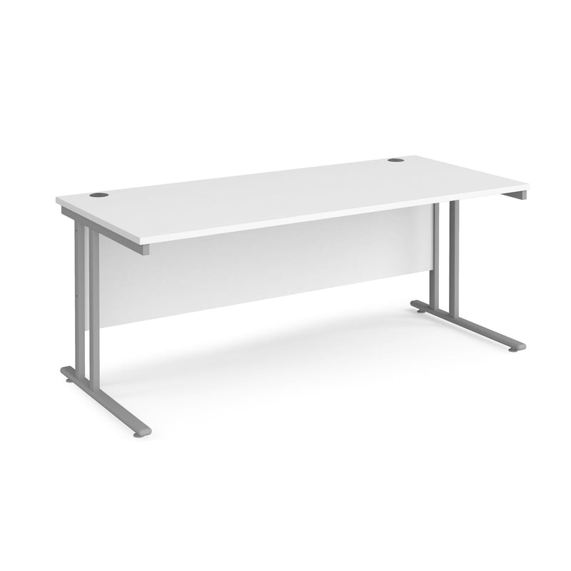 Maestro 25 800mm Deep Straight Desk With Cantilever Leg - White - NWOF