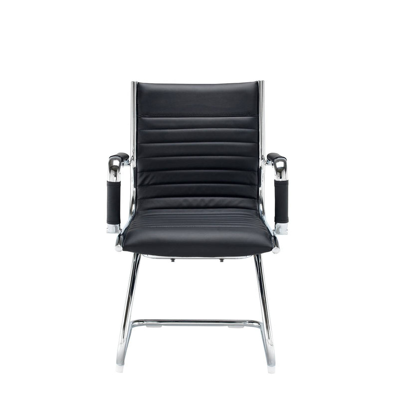 Bari Executive Visitors Chair - Black Faux Leather - NWOF
