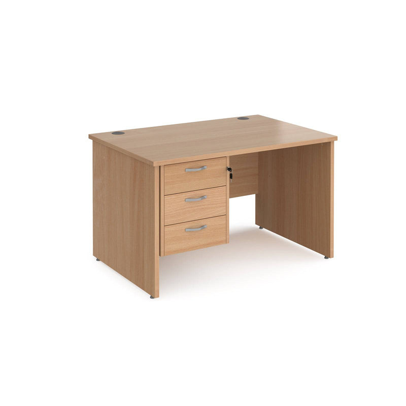 Maestro 25 Straight Desk 800mm Deep With Fixed 3 Drawer Pedestal & Panel End Leg - NWOF