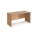 Maestro 25 Straight Desk 600mm Deep With Fixed 2 Drawer Pedestal & Panel End Leg - NWOF