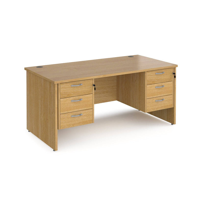 Maestro 25 Straight Desk 800mm Deep With Two Fixed 3 Drawer Pedestals - Panel End Leg - NWOF