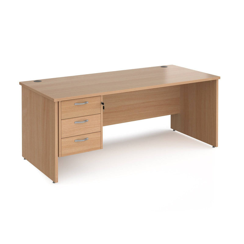 Maestro 25 Straight Desk 800mm Deep With Fixed 3 Drawer Pedestal & Panel End Leg - NWOF