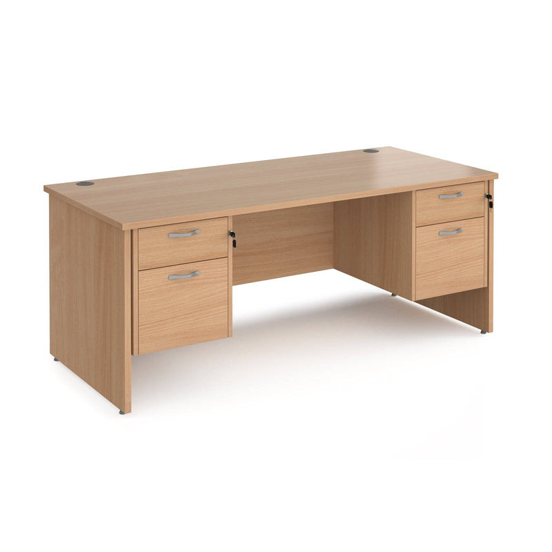 Maestro 25 Straight Desk 800mm Deep With Two Fixed 2 Drawer Pedestals - Panel End Leg - NWOF