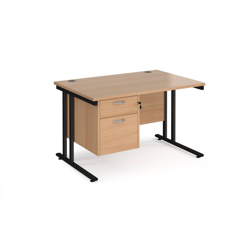 Maestro 25 Straight Desk 800mm Deep With Fixed 2 Drawer Pedestal & Cantilever Leg - NWOF