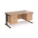 Maestro 25 Straight Desk 800mm Deep With Two Fixed 2 Drawer Pedestals - Cantilever Leg - NWOF
