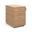 Tall Mobile 3 Drawer Pedestal With Silver Handles - NWOF