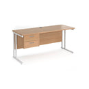 Maestro 25 Straight Desk 600mm Deep With Fixed 2 Drawer Pedestal & Cantilever Leg - NWOF