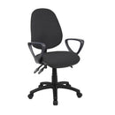 Dams Vantage 200 3 Lever Asynchro Operators Chair in black with fixed loop arms and adjustable height for ergonomic comfort.