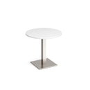 Brescia Circular Dining Table With Flat Square Base 800mm - White - NWOF