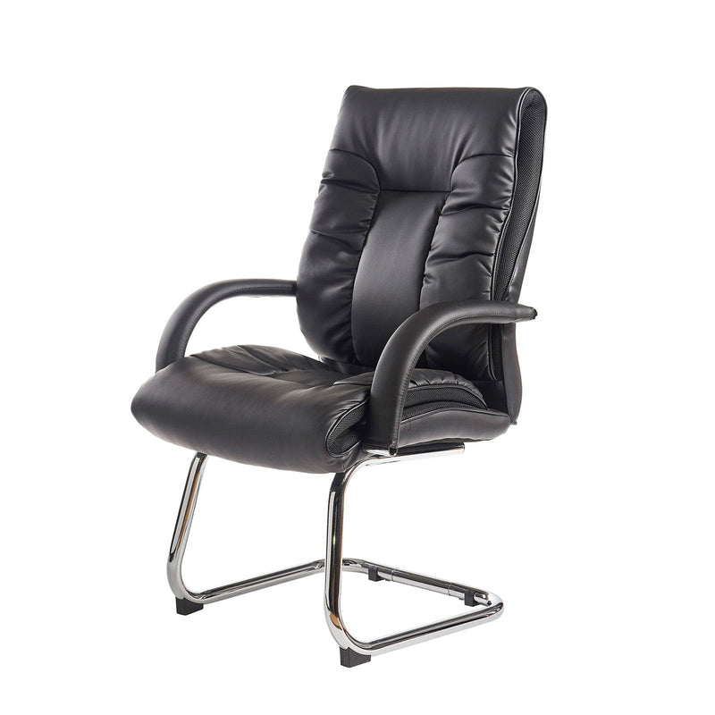 Derby High Back Visitors Chair - Black Faux Leather - NWOF