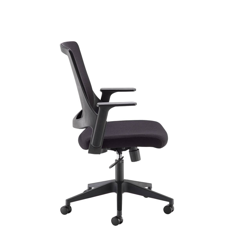 Duffy Black Mesh Back Operator Chair With Black Fabric Seat & Black Base - NWOF