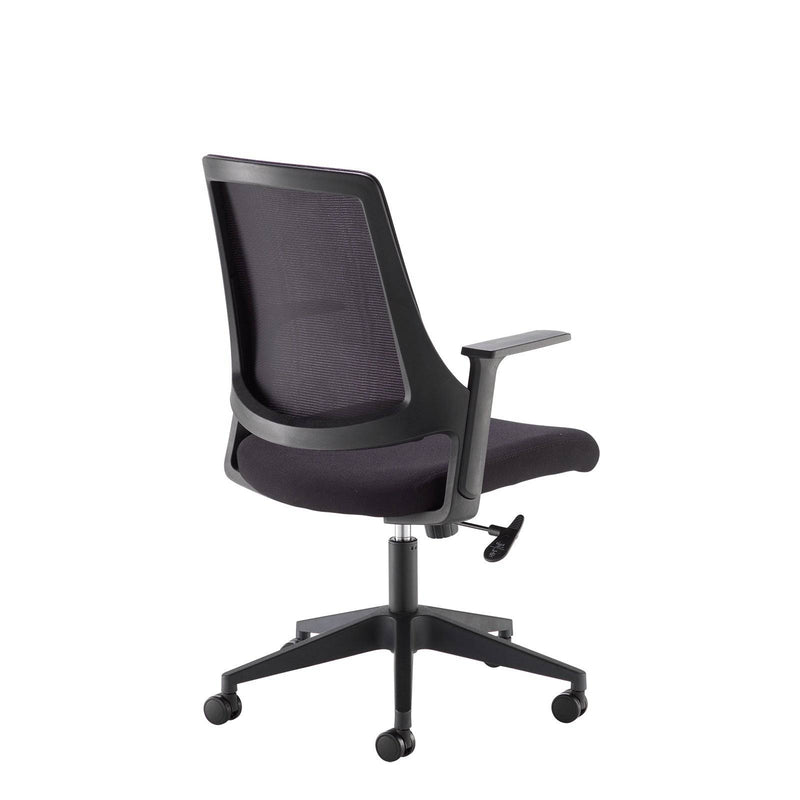 Duffy Black Mesh Back Operator Chair With Black Fabric Seat & Black Base - NWOF