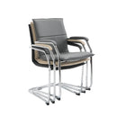 Essen Stackable Meeting Room Cantilever Chair - Black Faux Leather - NWOF