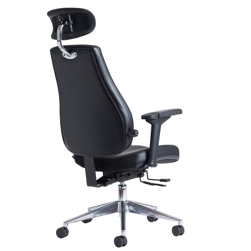 Franklin High Back 24 Hour Task Chair - Black Faux Leather - NWOF