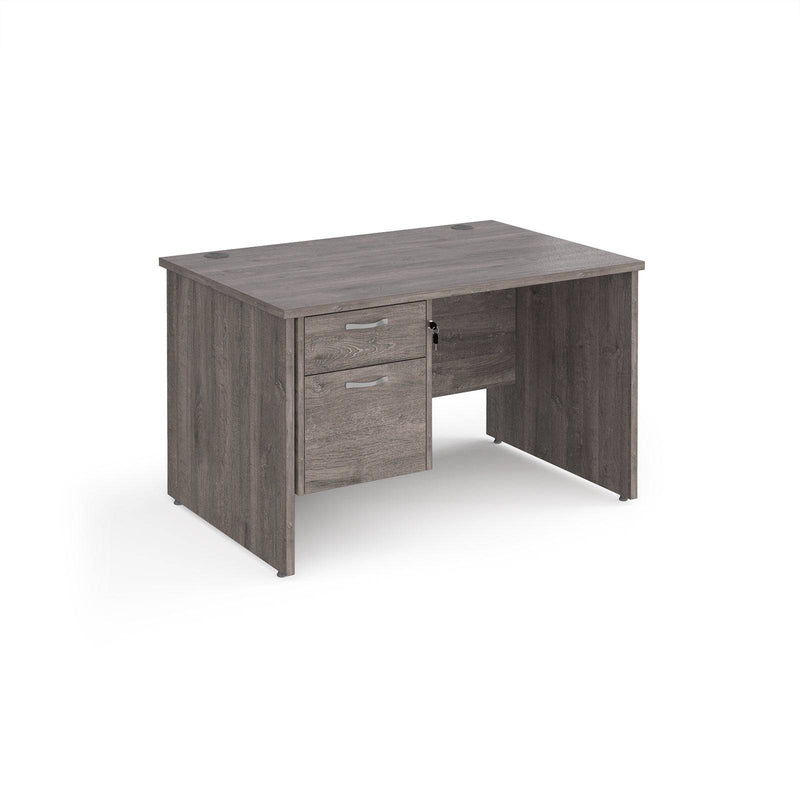 Maestro 25 Straight Desk 800mm Deep With Fixed 2 Drawer Pedestal & Panel End Leg - NWOF